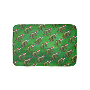 Alfombrilla De Baño TRex en Santa Hat en Green