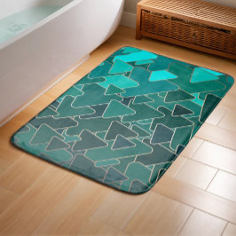 Alfombrilla De Baño Triángulo Geométrico Verde Azul Abstracto