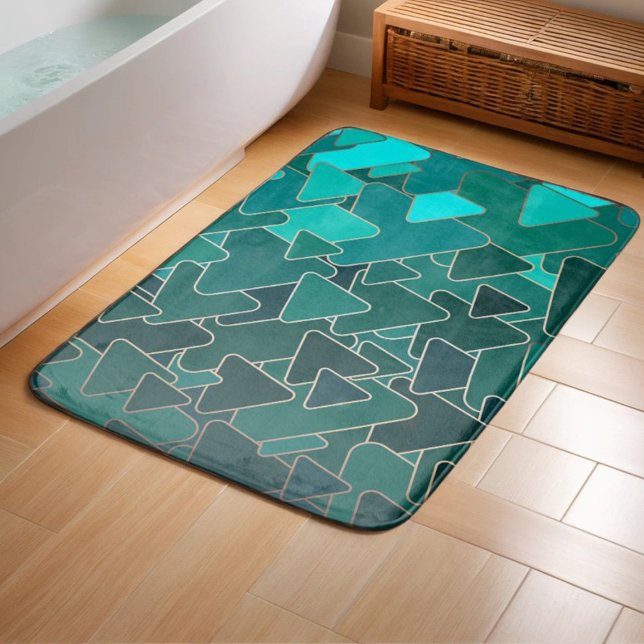 Alfombrilla De Baño Triángulo Geométrico Verde Azul Abstracto (Subido por el creador)
