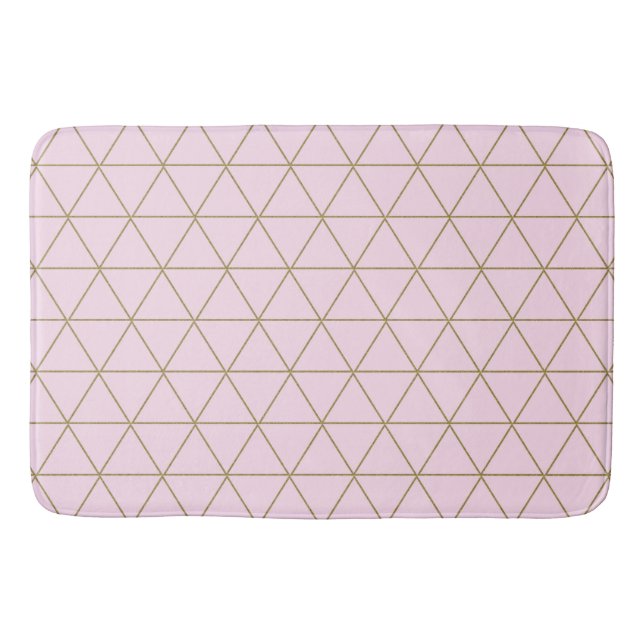 Alfombrilla De Baño Triángulos geométricos rosados dorados Boho Glam M (Anverso)