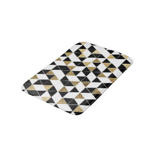 Alfombrilla De Baño Triángulos negros, blancos, y falsos modernos del