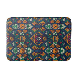 Alfombrilla De Baño Tribu étnico boho verde y azul