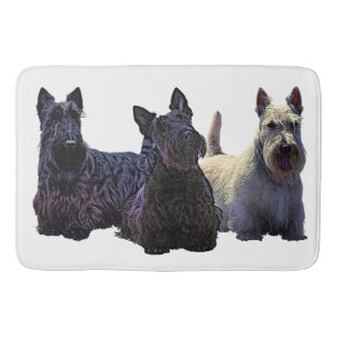 Alfombrilla De Baño Trío escocés de trio negro/trigo, perro negro