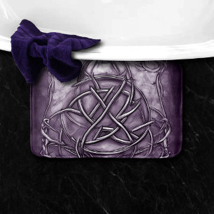 Alfombrilla De Baño Triquetra Trinity Knot Lavender Purple Faux Metali