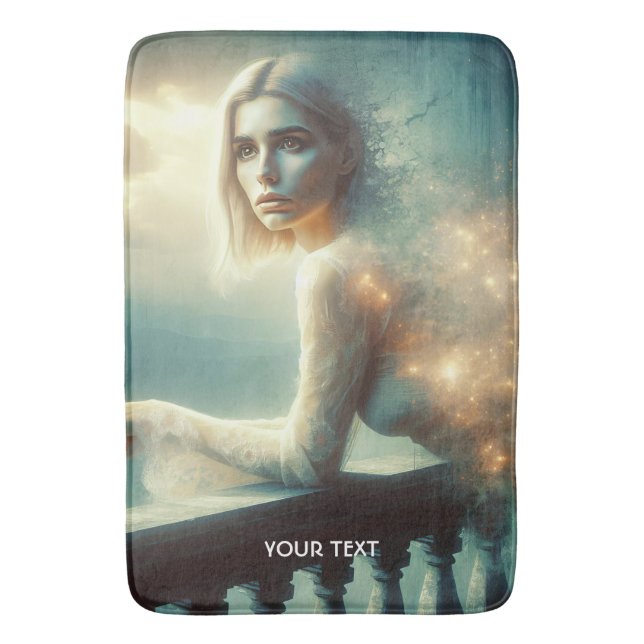 Alfombrilla De Baño Tristeza del Chica nocturno lindo (Frente vertical)