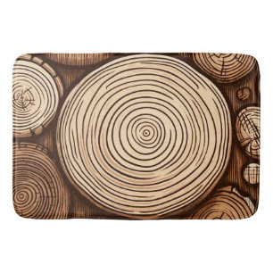 Alfombrilla De Baño Troncos de árbol de madera redonda bosque boscoso