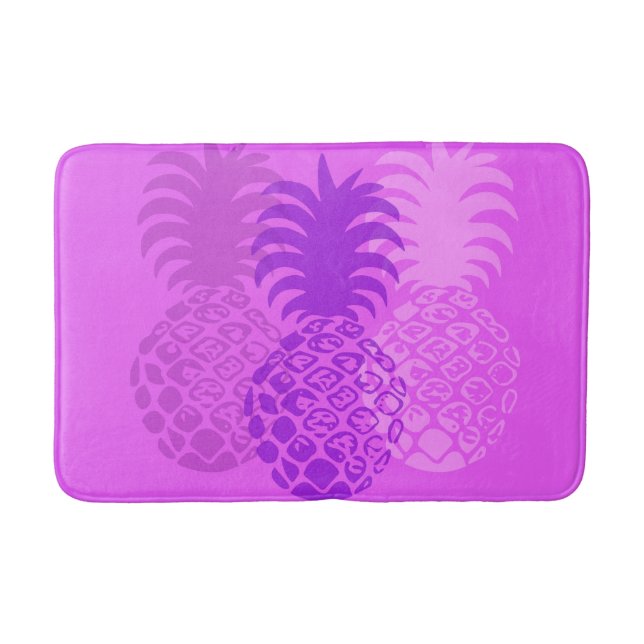 Alfombrilla De Baño Tropical Hawaiano Momona Pineapple - Violeta (Anverso)