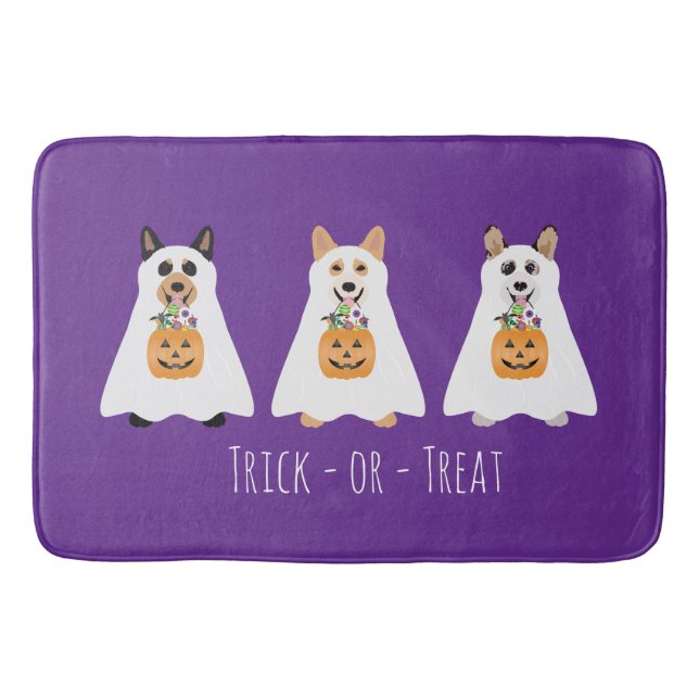 Alfombrilla De Baño Truco O Tratamiento Corgi Ghost Dogs Halloween (Anverso)