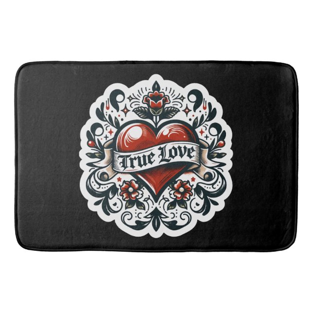 Alfombrilla De Baño True Love Heart Tattoo Pegatina Style Artistic (Anverso)