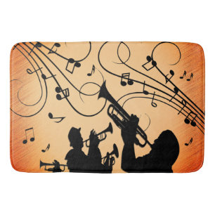 Alfombrilla De Baño Trumpet Section Jazz Music Naranja Rust