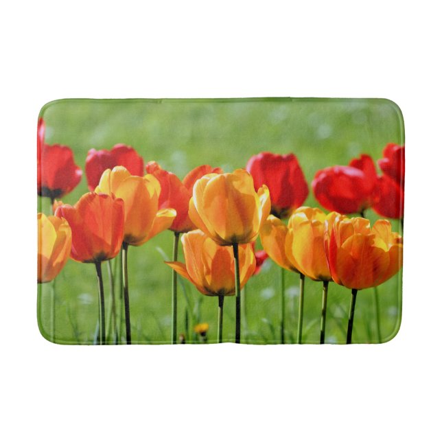 Alfombrilla De Baño Tulipanes Amarillos Y Rojos (Anverso)