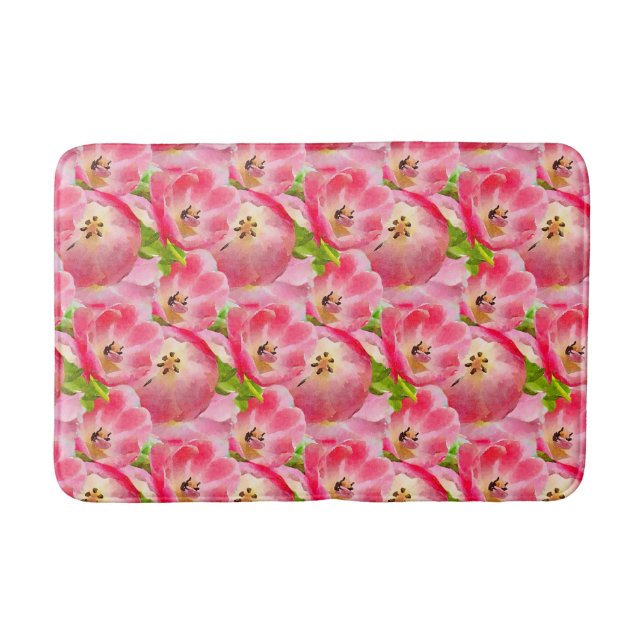 Alfombrilla De Baño Tulipanes de color rosa (Anverso)