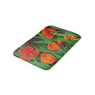 Alfombrilla De Baño Tulipanes Rojos