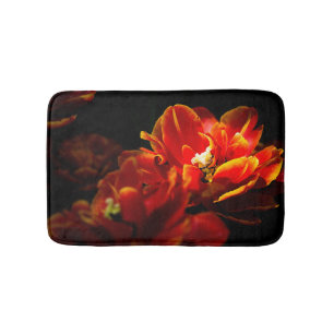 Alfombrilla De Baño Tulipanes rojos fondo oscuro