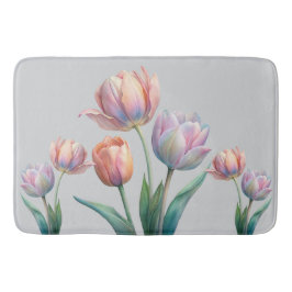 Alfombrilla De Baño Tulipano romántico y poético pastel acuarela