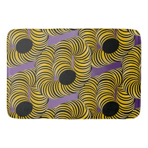 Alfombrilla De Baño Túneles de franja abstracta amarillo negro púrpura