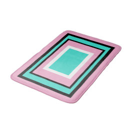 Alfombrilla De Baño Turquesa Blanco Rosa Negro Geométrico