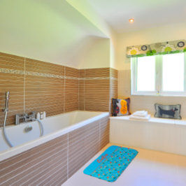 Alfombrilla De Baño Turquesa de adormidera de flores silvestres