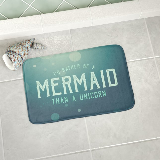 Alfombrilla De Baño Turquesa más que sirena que unicornio (Rather be a mermaid than a unicorn? Here's the bath mat for you. Available in 3 sizes - S, M & L)