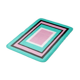 Alfombrilla De Baño Turquesa Rosa Blanco Negro Geométrico