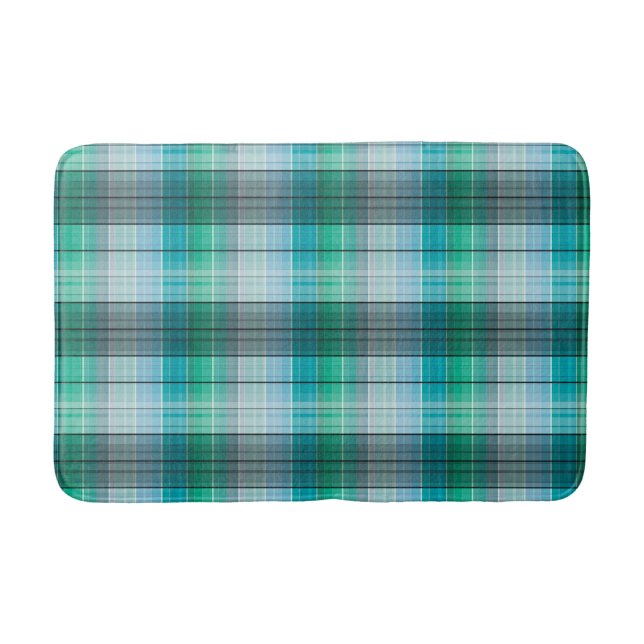 Alfombrilla De Baño Turquesa y gris en una jaula (Anverso)