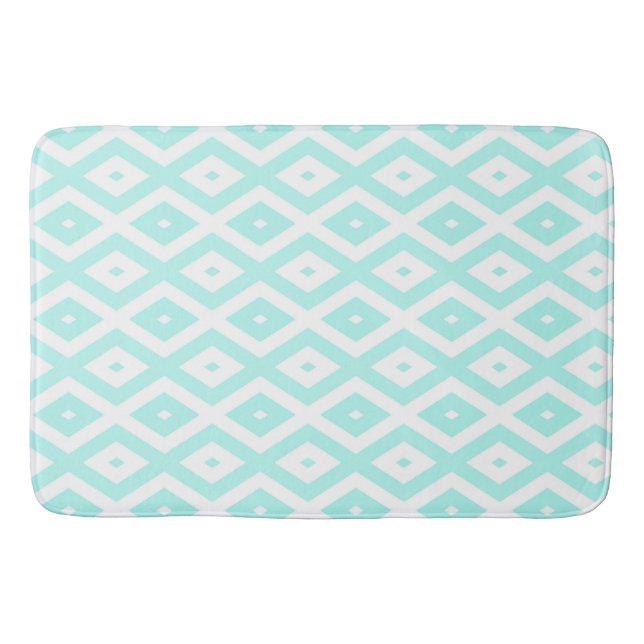 Alfombrilla De Baño Turquoise and white diamond pattern (Anverso)