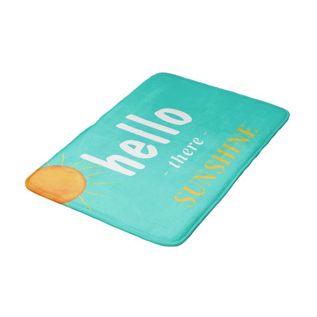 Alfombrilla De Baño Turquoise Hello There Sunshine Typography (Angular)