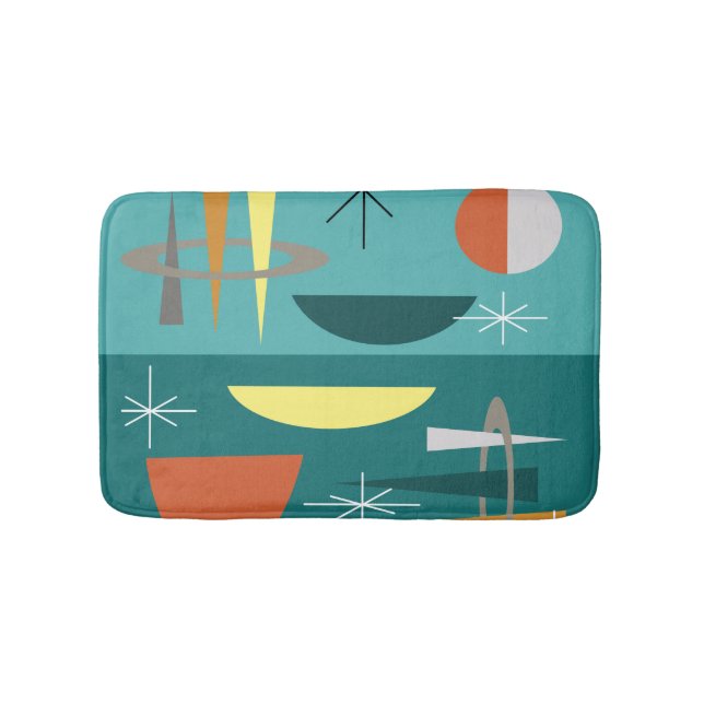 Alfombrilla De Baño Turquoise Mid Century Moderno (Anverso)
