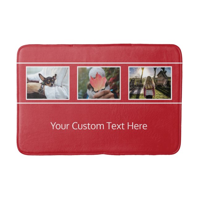 Alfombrilla De Baño TUS 3 FOTOS Y TEXTO personalizado esteras de baño (Anverso)