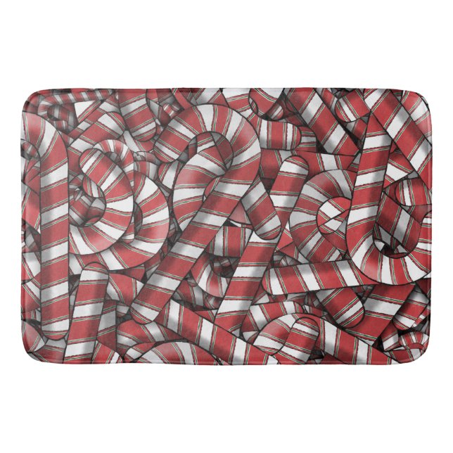 Alfombrilla De Baño Twided Red Striped Abstract Candy Canes (Anverso)