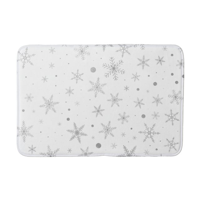 Alfombrilla De Baño Twinkle Snowflake - Blanco y gris plateado (Anverso)