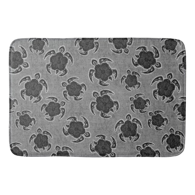 Alfombrilla De Baño Uhane Honu Hibiscus Batik Turtle Hawaiano (Anverso)