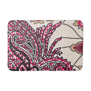 Alfombrilla De Baño Un diseño paisajístico decorativo con un rojo inte
