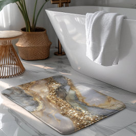 Alfombrilla De Baño Un fondo de mármol blanco y oro lujoso