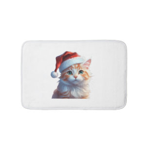 Alfombrilla De Baño Un gato lindo con sombrero santa camiseta clásica