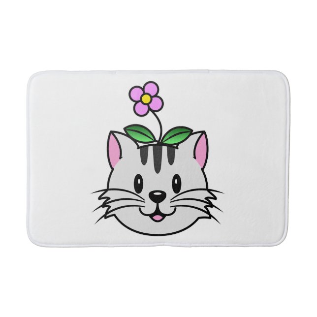 Alfombrilla De Baño Un gato Personalizado con flor en la cabeza (Anverso)