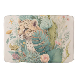 Alfombrilla De Baño Un leopardo detrás del personalizado de los arbust