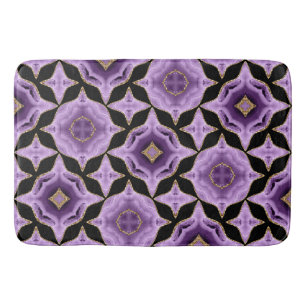 Alfombrilla De Baño Un oro de amatista morado y un abstracto negro