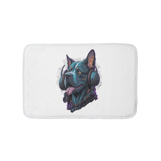 Alfombrilla De Baño Un perro genial escuchando música (Anverso)