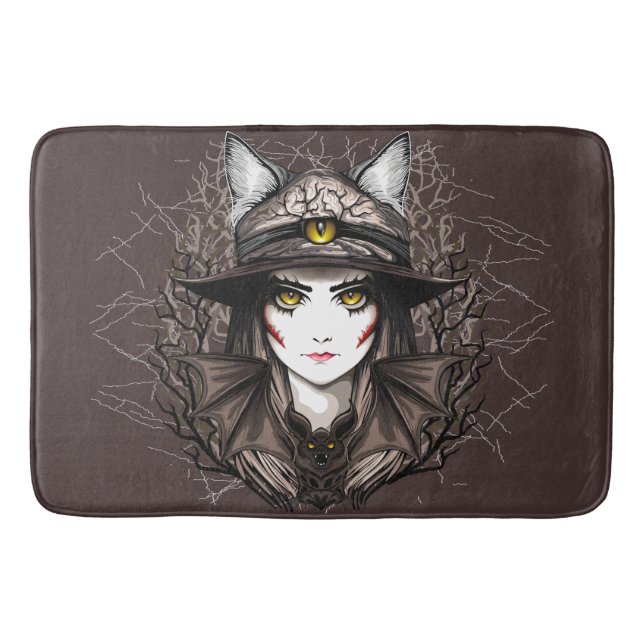 Alfombrilla De Baño Un retrato cursi de bruja de Gato de Brujas Hallow (Anverso)