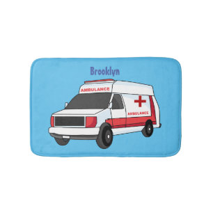 Alfombrilla De Baño Una ambulancia roja curada van personalizado