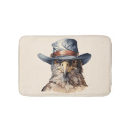 Alfombrilla De Baño Una pichón divertida con un gorra de vaquero, acua