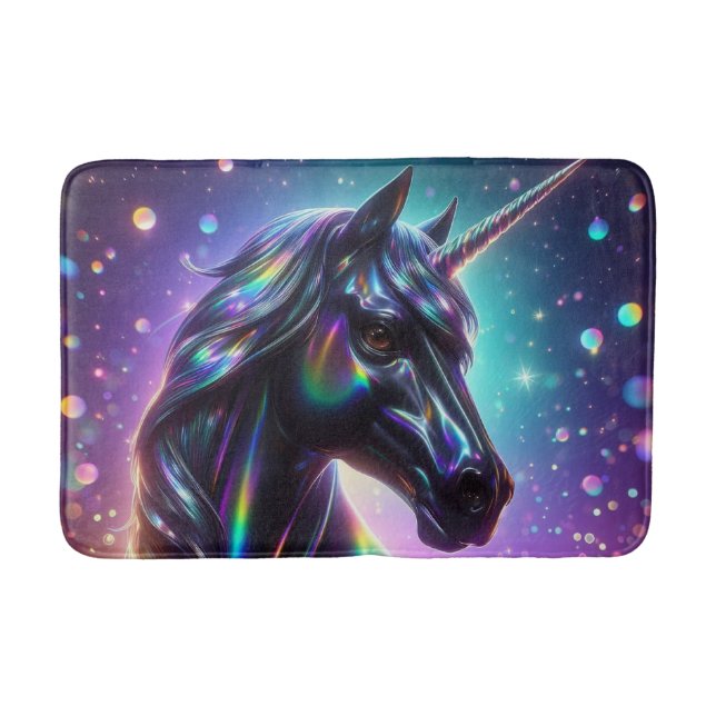 Alfombrilla De Baño Unicornio en un fondo mágico (Anverso)