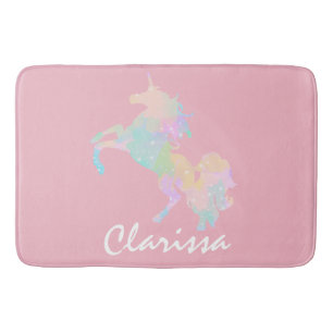 Alfombrilla De Baño Unicornio hermoso y colorido