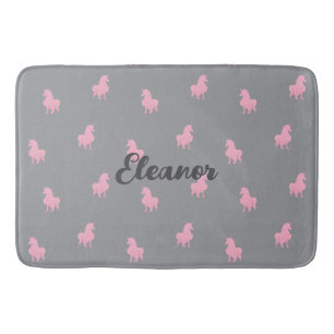 Alfombrilla De Baño Unicornio rosa invisible en gris