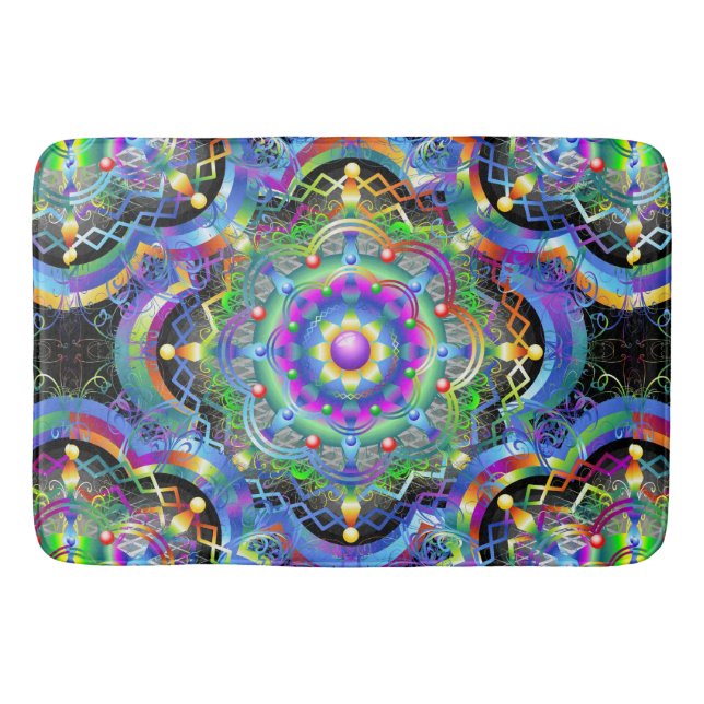 Alfombrilla De Baño Universo Mandala Colores Psicodélicos (Anverso)