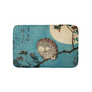Alfombrilla De Baño Utagawa Hiroshige - Lechuza bocina en rama de arce