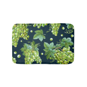 Alfombrilla De Baño Uva verde: Patrón oscuro de acuarela