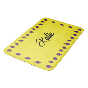 Alfombrilla De Baño Uvas moradas personalizadas amarillas