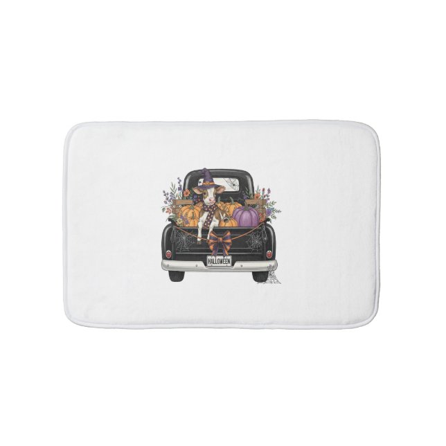Alfombrilla De Baño Vaca Highland de Halloween con camión (Anverso)